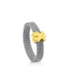 Gold and Steel Icon Mesh Ring