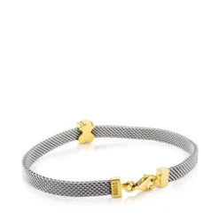 Gold and Steel Mesh Bracelet Bear motif