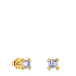 Gold and tanzanite Earrings Color Pills