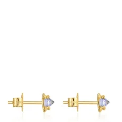 Gold and tanzanite Earrings Color Pills