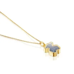 Gold Areia Necklace with blue sapphire