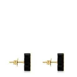 Gold bear Earrings with onyx TOUS 1950
