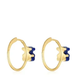 Gold bear Hoop earrings with lapis lazuli TOUS 1950