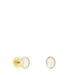 Gold Camee Earrings with Mother-of-Pearl