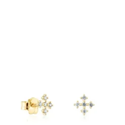 Gold Cross earrings with diamonds Les Classiques