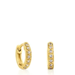 Gold Gem Power Earrings with Diamonds omega back.