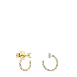 Gold half-circle Earrings with diamonds Les Classiques