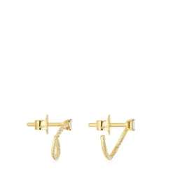 Gold half-circle Earrings with diamonds Les Classiques