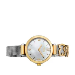 Gold IP Steel Icon Charms Watch with Mother-of-pearl