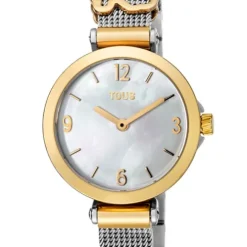 Gold IP Steel Icon Charms Watch with Mother-of-pearl