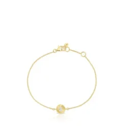 Gold Iris Motif Bracelet with diamonds