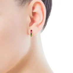 Gold Lio Earrings with Gems