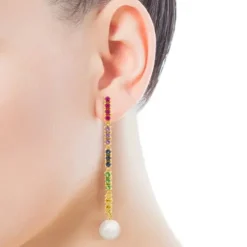 Gold Lio Earrings with Gems
