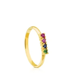 Gold Lio Ring with Ruby, pink & blue Sapphire, Amethyst and Tsavorite