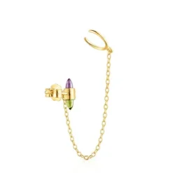 Gold Lure Chain earcuff with gemstones