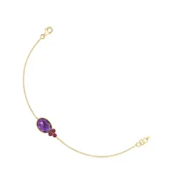 Gold Luz Bracelet with Amethyst and Rhodolite