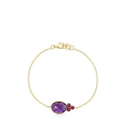 Gold Luz Bracelet with Amethyst and Rhodolite