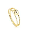 Gold Magic Nature star Ring with diamonds