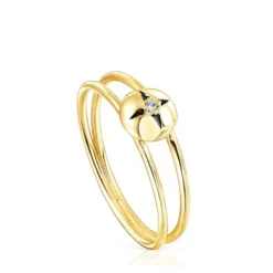 Gold Magic Nature star Ring with diamonds