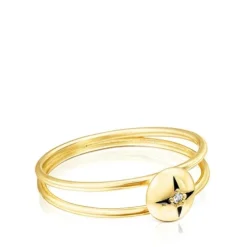 Gold Magic Nature star Ring with diamonds