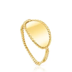 Gold Minne Ring with oval medal