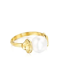 Gold Oceaan shell Ring with pearl