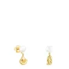 Gold Oceaan shell-anemone Earrings with pearls