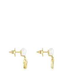 Gold Oceaan shell-anemone Earrings with pearls