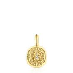 Gold Oursin Pendant with 0.01ct diamonds