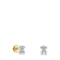 Gold Puppies earrings with diamonds bear motif