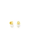 Gold Puppies Earrings with Pearls and Bear motif