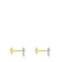 Gold Puppies earrings with diamonds bear motif