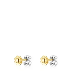 Gold Puppies earrings with diamonds bear motif