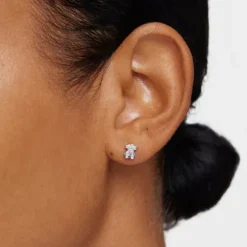 Gold Puppies earrings with diamonds bear motif