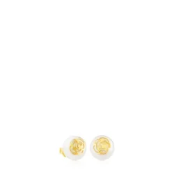 Gold Rosa d'Abril Earrings with Pearl