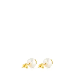 Gold Rosa d'Abril Earrings with Pearl