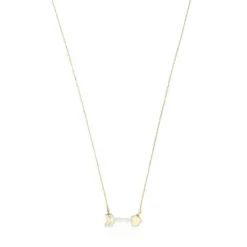 Gold San Valentín arrow Necklace with Mother-of-pearl