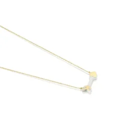 Gold San Valentín arrow Necklace with Mother-of-pearl
