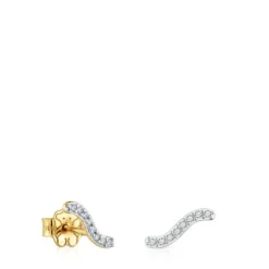 Gold Strip earrings with 0.09ct diamonds Les Classiques