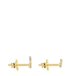 Gold Strip earrings with 0.09ct diamonds Les Classiques