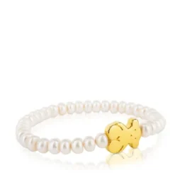 Gold Sweet Dolls Bracelet with pearls and big Bear motif