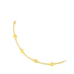 Gold Sweet Dolls Bracelet with Flower, Tulip, Heart and Bear motifs