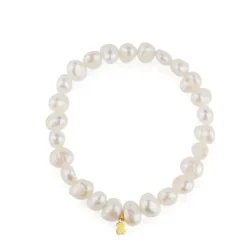 Gold Sweet Dolls Bracelet with baroque pearls and Bear motif