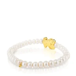 Gold Sweet Dolls Bracelet with pearls and big Bear motif