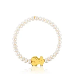 Gold Sweet Dolls Bracelet with pearls and big Bear motif