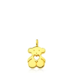 Gold Sweet Dolls Pendant medium size. Bear motif with heart hole