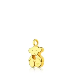 Gold Sweet Dolls Pendant medium size. Bear motif with heart hole