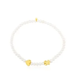 Gold Sweet Dolls XXS Bracelet with Pearls. Bear and Heart motifs.