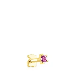 Gold TOUS Cool Joy Ear piercing with rhodolite