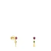 Gold TOUS Cool Joy Earrings with rhodolite, chrome diopside and bear motif
